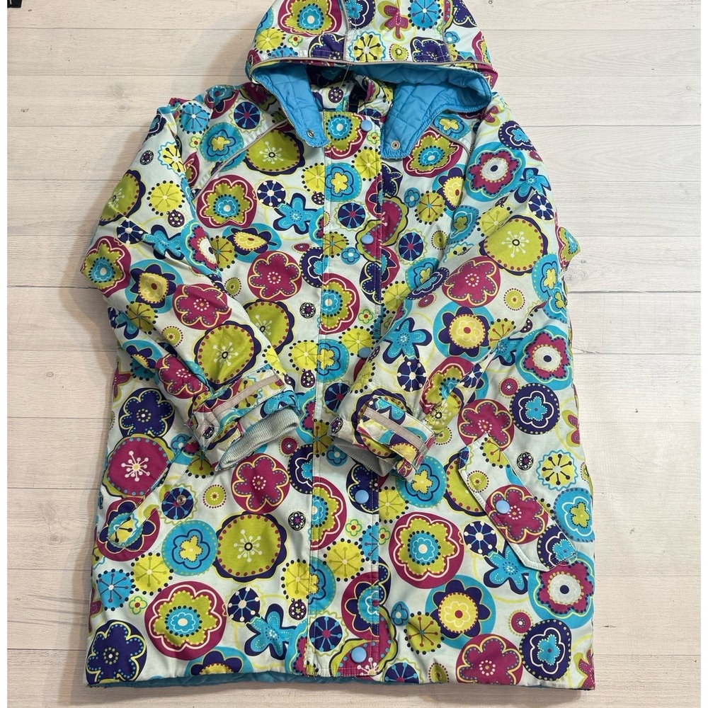Hanna Andersson girls colorful floral winter jacket size 150/12